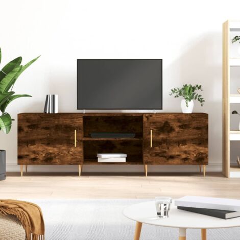 Meuble TV,Banc TV chêne fumé 150x30x50 cm bois d'ingénierie -BV68721 (1/5)