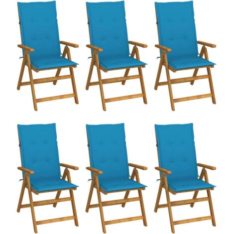 Lot de 6 Chaises pliables de jardin,Fauteuils d'extérieur avec coussins Bois d'acacia -TF13071 (1/5)