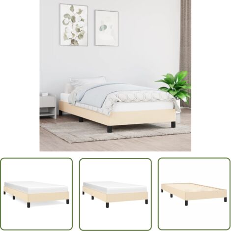 The Living Store Cadre de lit sans matelas crème 90x190 cm tissu - Cadre De Lit - Lit Simple - Lit Adulte - Literie - Meuble Chambre (1/5)