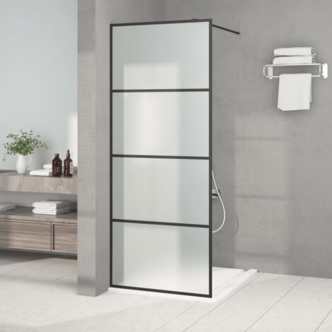 Paroi de douche,Paroi pour baignoire Noir 80x195 cm Verre ESG dépoli -Q8858 (1/5)