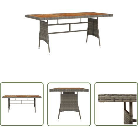 Table de jardin Table d'extérieur  Table d'appoint Gris 160x70x72 cm Résine tressée et acacia 11674 (1/5)