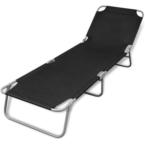 Chaise longue Fauteuil de jardin relax Bain de jardin pliable Acier enduit de poudre Noir GF73747 (1/5)