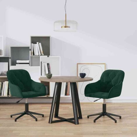 Lot de 2 Chaises pivotantes à manger,Chaises de salle à manger,Design Modernes Vert foncé Velours HH79285 (1/5)