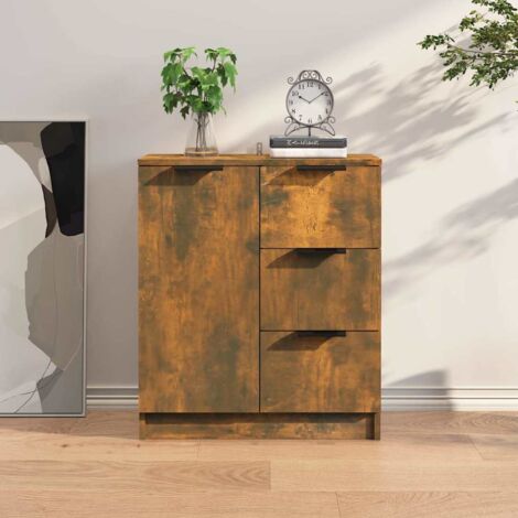 Buffet,Placard de cuisine,Meuble de rangement Chêne fumé 60x30x70 cm Bois d'ingénierie -TZ22427 (1/5)