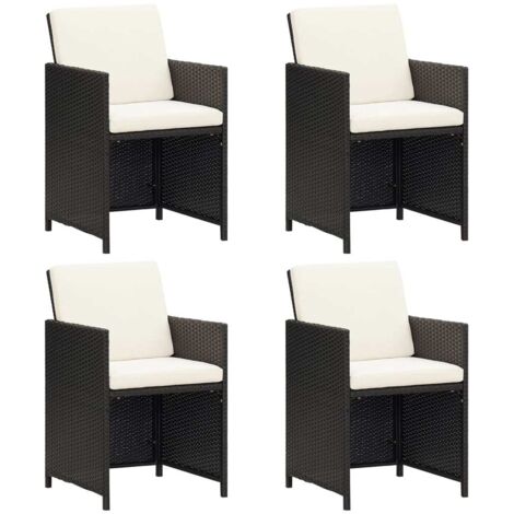 Chaises/Fauteuils de jardin 4 pcs Résine tressée Noir -TF48553 (1/5)