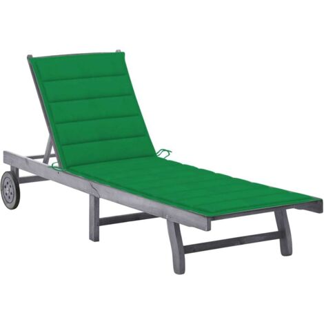 Chaise longue Fauteuil de jardin relax Bain de jardin avec coussin Gris Bois d'acacia solide GF11656 (1/5)