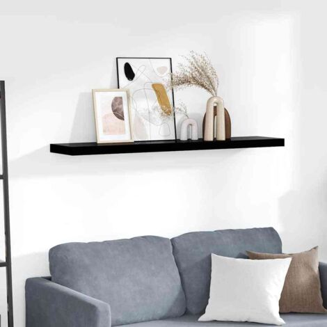 Étagère murale multiposition - Étagère murale flottante Noir brillant 120x23,5x3,8 cm MDF -BV14941 (1/5)