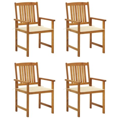 Lot de 4 Chaises/Fauteuils de jardin avec coussins Bois d'acacia massif -TF32255 (1/5)