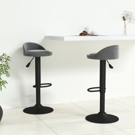 Lot de 2 Tabourets de bar Tabourets Chaises Hauts pour Cuisine, Bar gris foncé velours -QS68235 (1/4)
