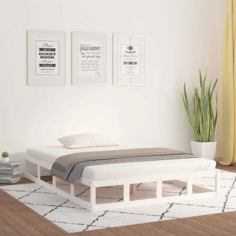 Lit adulte - Cadre de lit pour Adultes, Enfants Blanc 120x190 cm Petit double Bois massif -10722 (1/5)