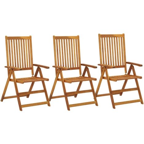 Lot de 3 Chaises inclinables de jardin,Fauteuils d'extérieur Bois solide d'acacia -TF46341 (1/5)