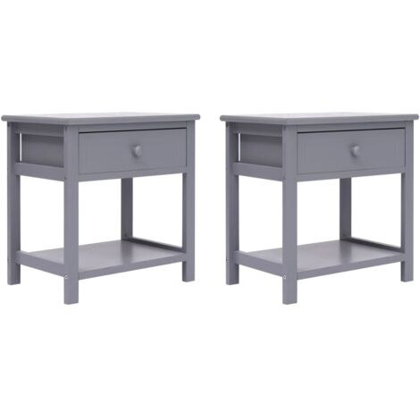 Lot de 2 Tables de chevet Table d'Appoint Industriel - Tables de Nuit Commodes Gris 40x29x42 cm Bois de Paulownia -BV10637 (1/5)
