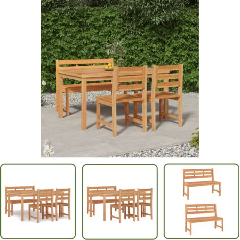Ensemble Table et Chaise de Jardin Ensemble à dîner de jardin 4 pcs Bois de teck massif 71145 (1/5)