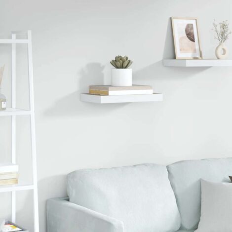 Étagère murale multiposition - Étagère murale flottante Chêne et blanc 50x23x3,8 cm MDF -BV37141 (1/5)