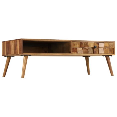 Table basse  Table d’Appoint salon, style industriel Bois Sesham massif avec finition miel 110x50x37 cm BV77504 (1/5)