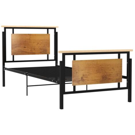 Lit adulte-90 x 200 cm, Cadre de lit Métal, Lit Simple, Structure de lit 90x200 cm, PDKEI49263 (1/5)