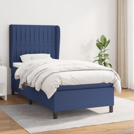 Lit adulte Durable,Lit à sommier Tapissier + Matelas Bleu 90x200 cm Tissu -20392 (1/5)