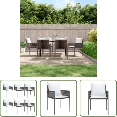 The Living Store Chaises de jardin et coussins lot de 6 marron 54x61x83 cm rotin - Chaise De Jardin - Mobilier De Jardin - Salon De Jardin - Fauteuil Extérieur - Décoration Extérieure (1/5)