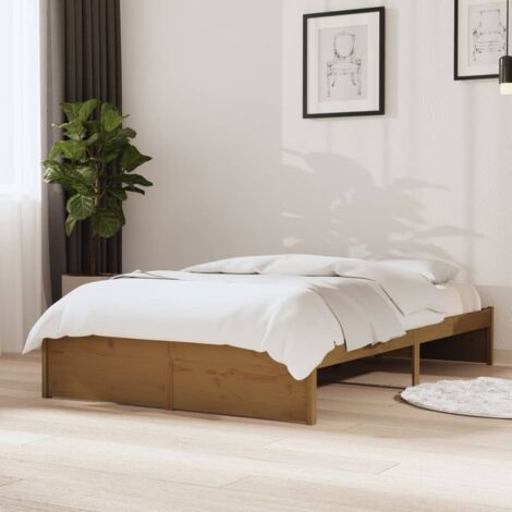 Lit Adulte Cadre de lit magnifique pour Chambre,Matériau durable Marron miel Bois massif 120x190 cm Petit Double -30519 (1/5)