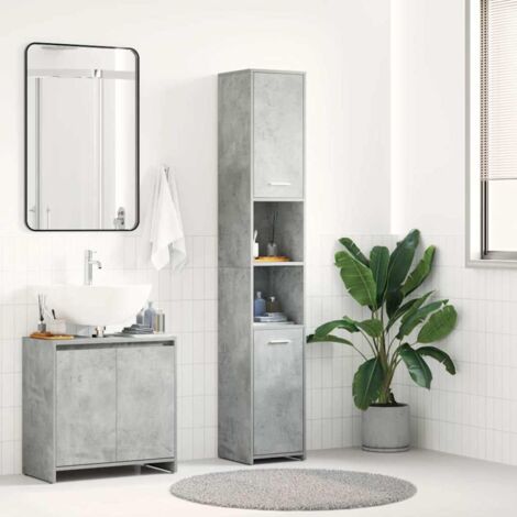 Meuble de salle de bain Vintage,Aromire de rangement Toilette Gris béton 30x30x183,5 cm Aggloméré -79340 (1/5)