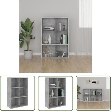 The Living Store Bibliothèque/Buffet gris béton 66x30x98 cm bois d'ingénierie - Bibliothèque Murale - Bibliothèque Moderne - Bibliothèque Rangement - Étagère Ouverte - Meubles Salle À Vivre (1/5)