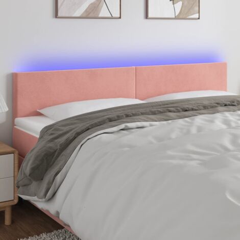 Armoire de tête de lit Tête de lit à LED, Hauteur réglable pour Chambre Rose 160x5x78/88 cm Velours -42720 (1/5)