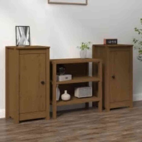Lot de 2 Buffets Vintages,Enfilades Marron miel 40x35x80 cm Bois massif de pin -TZ89172 (1/5)