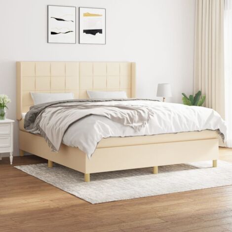 Lit adulte Moderne,Lit à sommier tapissier et matelas Crème 160x200 cm Tissu -29168 (1/5)