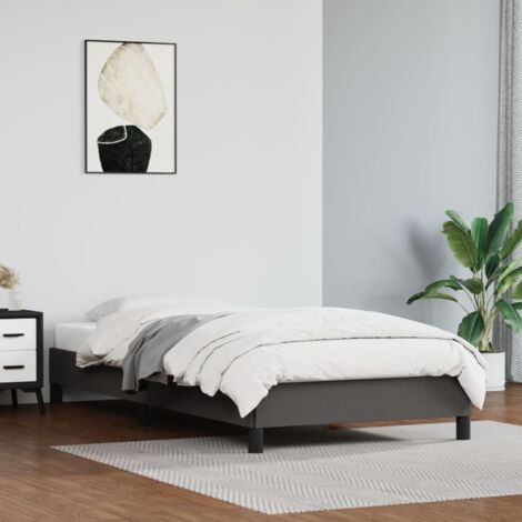 Lit Adulte Cadre de lit magnifique pour Chambre,Matériau durable Gris 90x200 cm Similicuir -90914 (1/5)