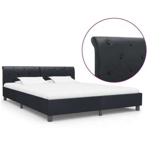 Lit Adulte magnifique - Cadre de lit pour Chambre,Matériau durable Noir Similicuir 180 x 200 cm -93272 (1/5)