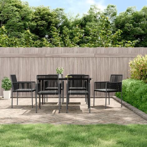Lot de 6 Chaises/Fauteuils Modernes de jardin et coussins noir 54x60,5x83,5 cm -TF90416 (1/5)