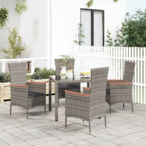 Lot de 4 Chaises/Fauteuils de jardin avec coussins Résine tressée Gris -TF89956 (1/5)