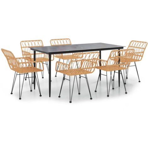 7 pcs Ensemble à dîner de jardin Table et Chaises de Salle à Manger Résine tressée -68172 (1/5)