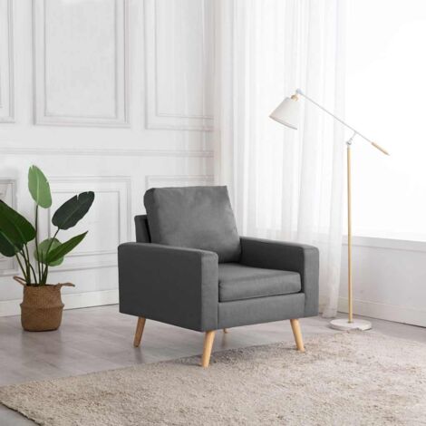 Fauteuil de relaxation Fauteuil confortable Gris clair Tissu pour salon -BV12920 (1/5)