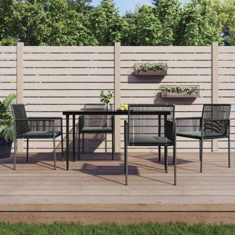 Lot de 4 Chaises/Fauteuils Modernes de jardin et coussins noir 54x60,5x83,5 cm -TF93821 (1/5)