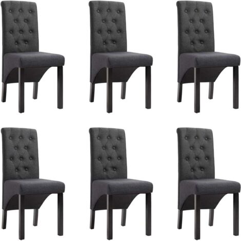 Lot de 6 Chaises à manger,Chaises de salle à manger gris foncé tissu HH88613 (1/5)