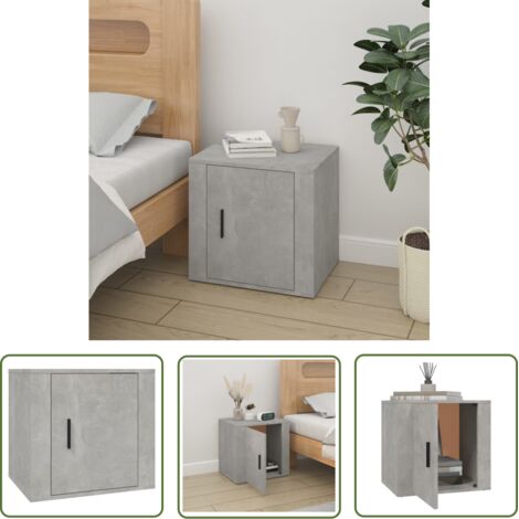 The Living Store Table de chevet Gris béton 50x39x47 cm - Table De Chevet - Meuble De Chambre - Commode - Rangement Intérieur - Mobilier Gris (1/5)