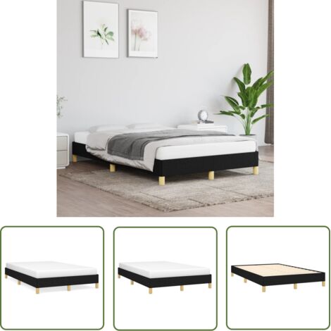 The Living Store Cadre de lit sans matelas noir 120x200 cm tissu - Cadre De Lit - Lit Double - Lit Noir - Literie - Meuble Chambre (1/5)