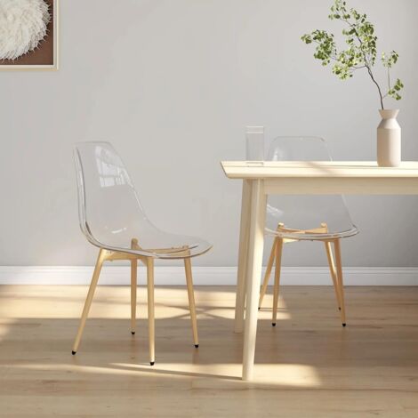 Lot de 2 Chaises à manger,Chaises de salle à manger Transparent PET HH57112 (1/5)