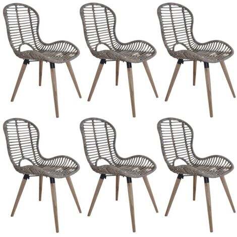 Lot de 6 Chaises à manger,Chaises de salle à manger marron rotin naturel HH93524 (1/5)