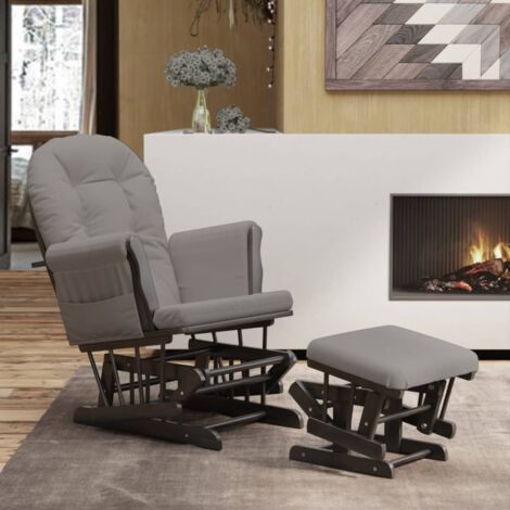Chaise berçante,Chaise à bascule avec repose-pied Gris clair Tissu -FR34372 (1/5)