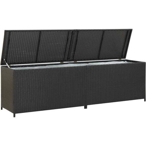 Boîte de rangement de jardin, Coffre de rangement Exterieur Résine tressée 200x50x60 cm Noir LKF52425