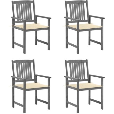 Lot de 4 Chaises/Fauteuils de jardin avec coussins Gris Bois d'acacia massif -TF58531 (1/5)