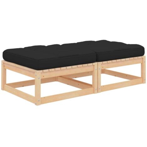 Repose-pieds de jardin, Tabouret Pouf, Tabouret Bas avec coussins 2 pcs Pin massif LKF22124 (1/5)