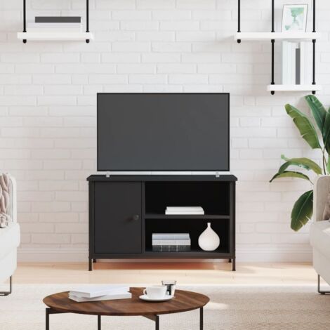 Meuble TV,Banc TV Noir 80x40x50 cm Bois d'ingénierie -BV80013 (1/5)