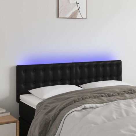 Armoire de tête de lit  Tête de lit à LED, Hauteur réglable pour Chambre Noir 144x5x78/88 cm Similicuir -20016 (1/5)
