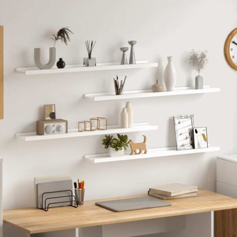 Lot de 4 Étagères murales pour Salon Bureau Chambre Blanc 80x9x3 cm -BV76621 (1/5)