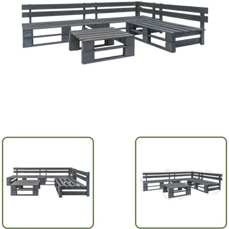The Living Store Salon de jardin palette 4 pcs Bois Gris - Salon De Jardin - Meuble De Jardin - Ensemble Canapé - Meubles De Jardin - Mobilier De Plein Air (1/3)