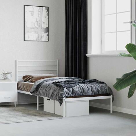 Lit Adulte avec tête de lit magnifique - Cadre de lit métal pour Chambre,Matériau durable blanc 90x200 cm -19417 (1/5)