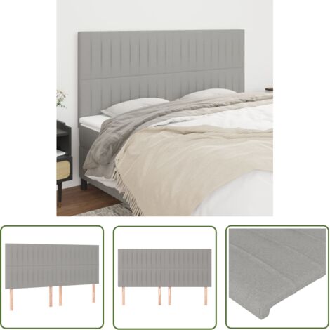 The Living Store Têtes de lit 4 pcs Gris clair 90x5x78/88 cm Tissu - Tête De Lit - Têtière De Lit - Literie - Meuble De Chambre - Décoration Chambre (1/5)